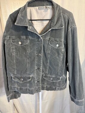 Chico's Washed Grey Denim Jacket PTP 24